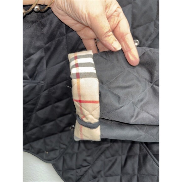 Burberry London Quilted Jacket Coat Nova Check Diamond Women M Snaps Pockets - Picture 6 of 11